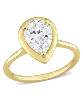 Moissanite 10K Gold Pear Solitaire Engagement Ring