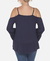 Women's Cold Shoulder Ruffle Sleeve Top