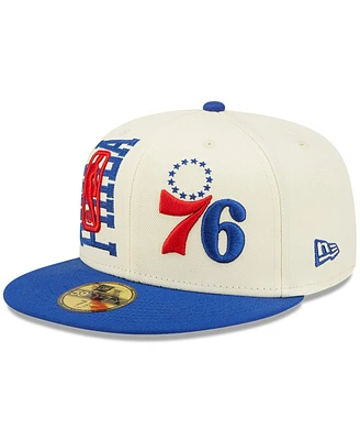 Men's New Era Cream, Royal Philadelphia 76ers 2022 Nba Draft 59FIFTY Fitted Hat