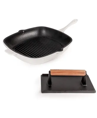 Neo Cast Iron Grill Pan and Bacon, Steak Press, Set of 2