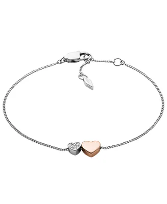 Sutton Duo Hearts Stainless Steel Bracelet - Silver