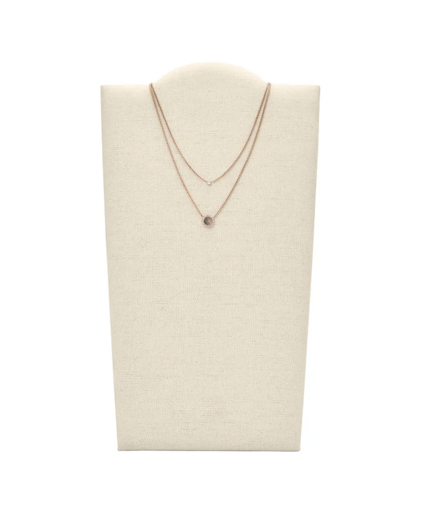 Val Double Gray Mother of Pearl Disc Pendant Necklace - Rose Gold