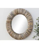 Teak Wood Coastal Style Wall Mirror, 35" x 35"