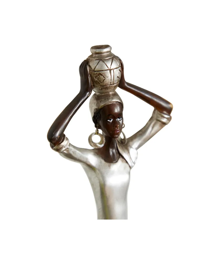 Eclectic African Lady Sculpture, 19" x 4" - Silver