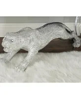 Glam Leopard Sculpture, 11" x 42" - Silver