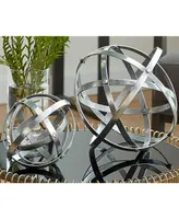 Metal Modern Orbs Balls Sculpture, Set of 3 - Silver