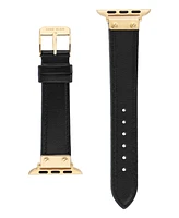 Anne Klein Women's Black Genuine Leather Band designed for Apple Watch 42mm (Series 1-3 only) & 44/45/46/49mm (Ultra & Ultra 2) - Black, Gold