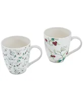 Winterberry Holiday Mugs, Set of 2