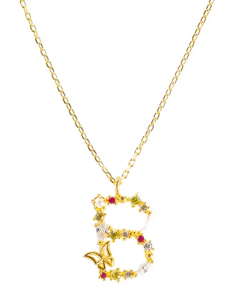 Girls Crew Flutterfly Stone Initial Necklace
