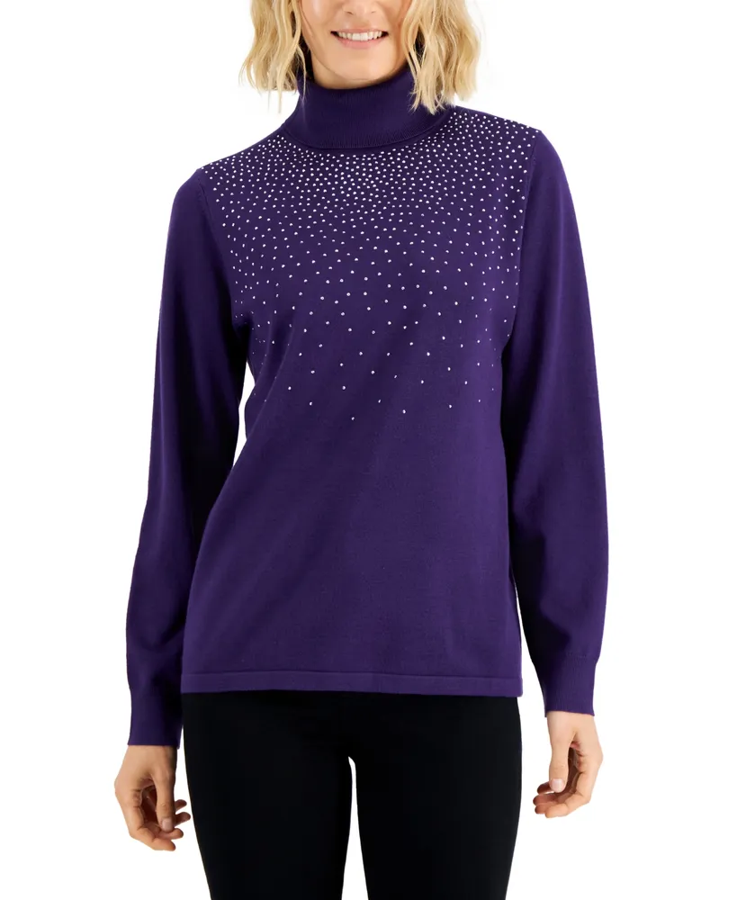 Karen Scott Women's Plush Polo Sweater, Created for Macy's - Macy's