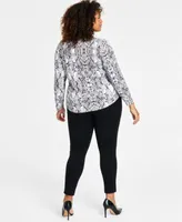 I.N.C. International Concepts Plus Size Zip Pocket Top Pull On Ponte Pants Created For Macys