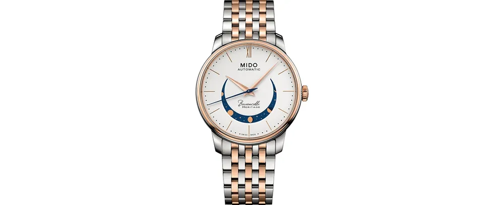 Mido Men's Swiss Automatic Baroncelli Smiling Moon Two Tone Stainless Steel Bracelet Watch 39mm