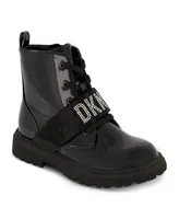 Dkny Little Girls Elastic Logo Strap Moto Boots