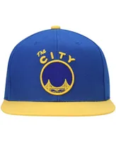 Men's Mitchell & Ness Royal, Gold Golden State Warriors Hardwood Classics Snapback Hat