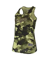 Women's New Era Green Los Angeles Dodgers 2022 Mlb Armed Forces Day Camo Racerback Tank Top