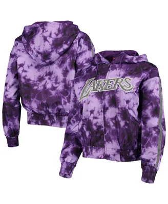 Women's Mitchell & Ness Purple Los Angeles Lakers Galaxy Sublimated Windbreaker Pullover Full-Zip Hoodie Jacket