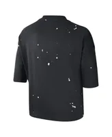 Women's Nike Black Brooklyn Nets Courtside Splatter Cropped T-shirt