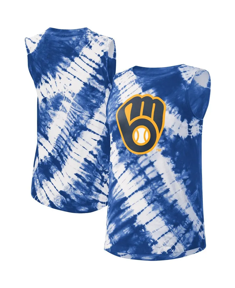 Women's Touch Blue Milwaukee Brewers Money Ball Tie-Dye Tank Top