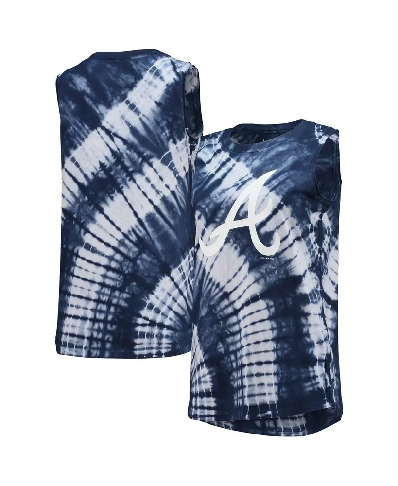 Women's Touch Navy Atlanta Braves Money Ball Tie-Dye Tank Top