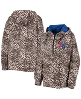 Women's Dkny Sport Leopard Philadelphia 76ers Gabriella Windbreaker Half-Zip Hoodie