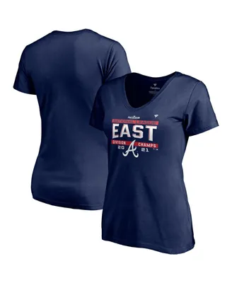 Women's Fanatics Navy Atlanta Braves 2021 Nl East Division Champions Locker Room Plus Size V-Neck T-shirt