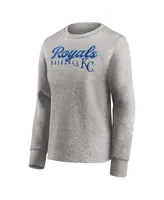 Women's Fanatics Heathered Gray Kansas City Royals Crew Pullover Sweater