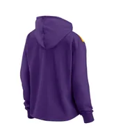 Women's Fanatics Purple Los Angeles Lakers Overslide Quarter-Zip Fleece Hoodie