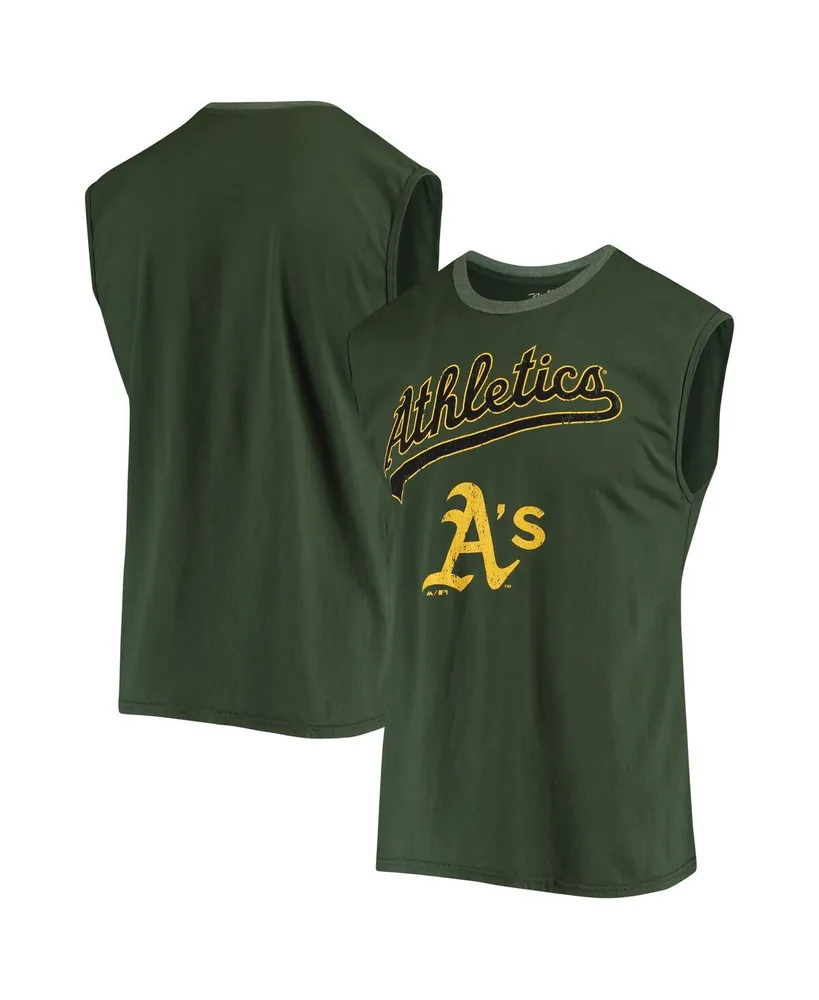 Men's Majestic Threads Green Oakland Athletics Softhand Muscle Tank Top