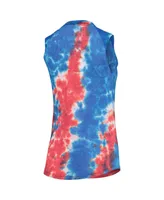 Women's Majestic Threads Red and Blue Colorado Rockies Tie-Dye Tri-Blend Muscle Tank Top