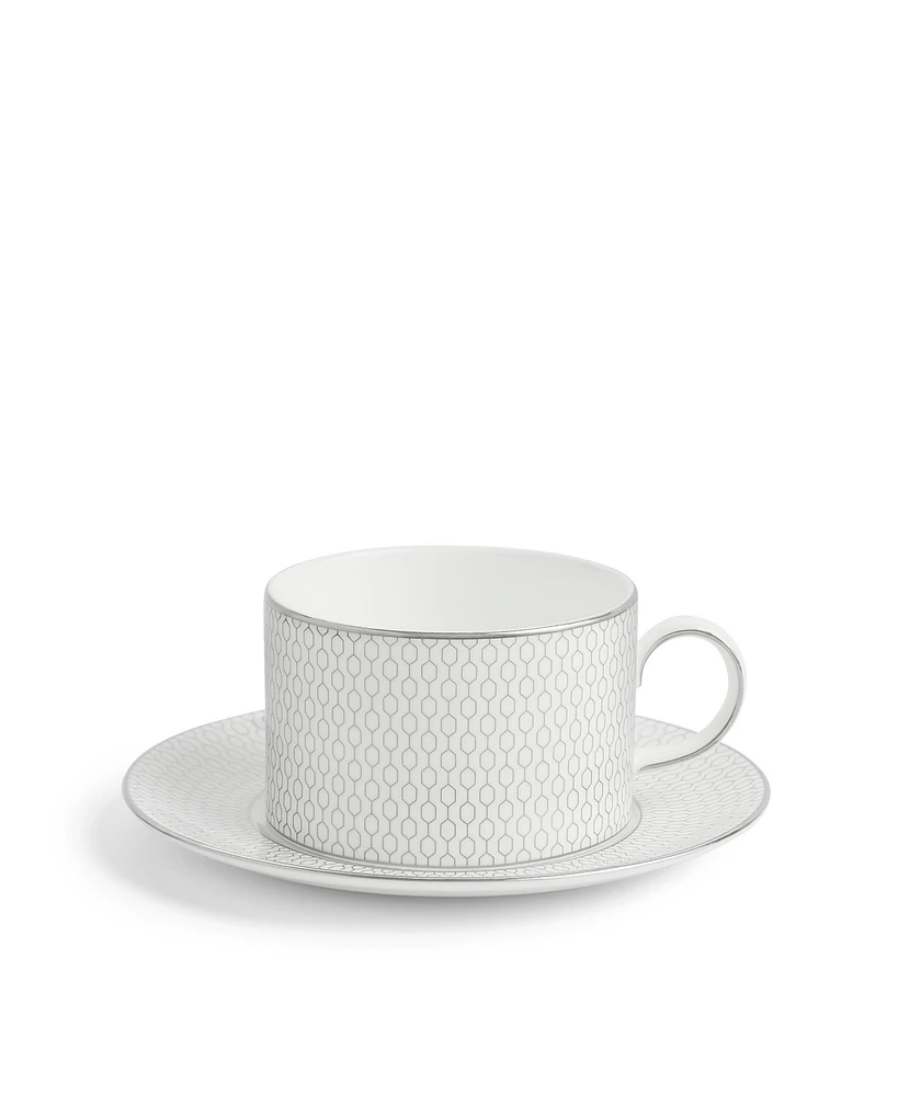 Wedgwood Gio Platinum Teacup and Saucer Set, 2 Piece