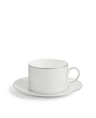 Wedgwood Gio Platinum Teacup and Saucer Set, 2 Piece