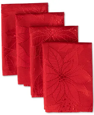 Benson Mills Poinsettia Palace Raised Jacquard Napkins, Set of 4