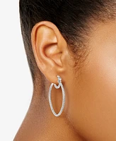 Simone I. Smith Platinum Over Sterling Silver Earrings, Crystal Inside Out Teardrop Hoop Earrings