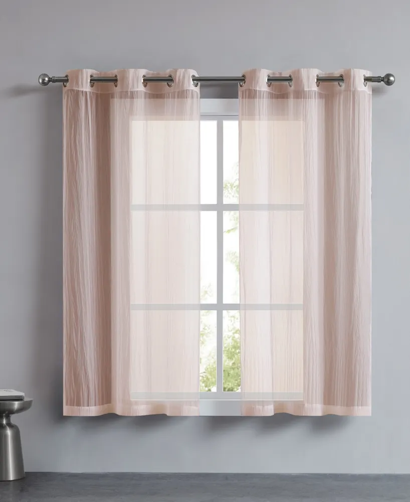 Juicy Couture Marnie Crushed Solid Sheer Voile Grommet Window Curtain Panel Set
