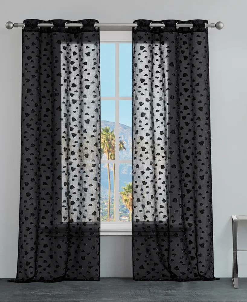 Juicy Couture Ethel Leopard Embellished Sheer Grommet Window Curtain Panel Set
