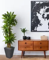 Nearly Natural 5.5' Cornstalk Dracaena Artificial Plant in Slate Planter - Real Touch