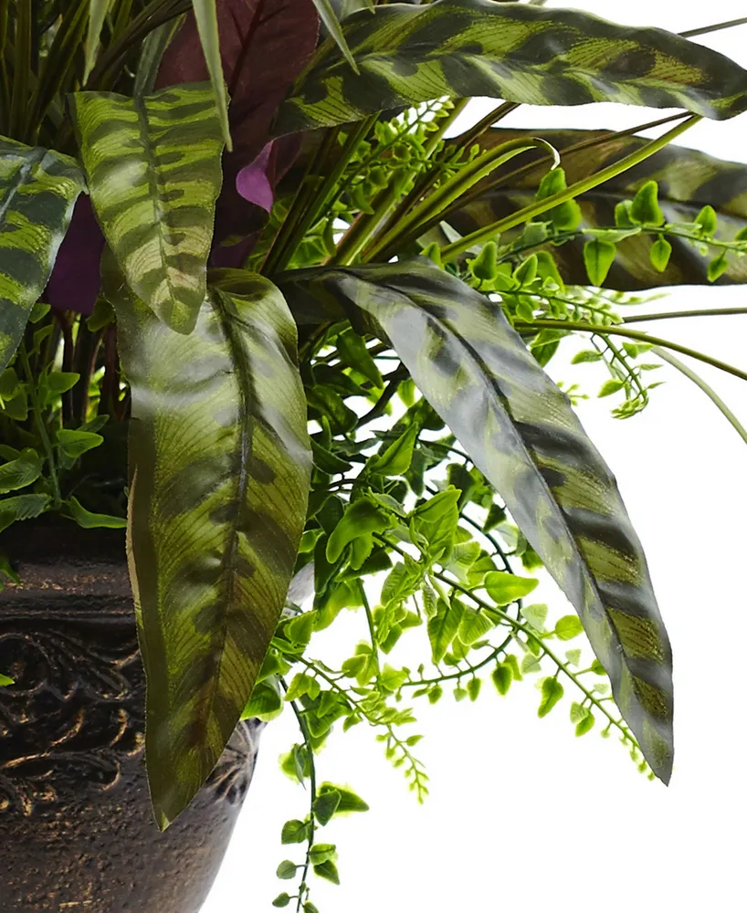 Nearly Natural 27" Mixed Areca Palm, Fern & Peacock Artificial Plants in Planter