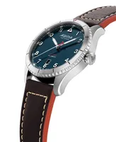 Alpina Men's Swiss Automatic Startimer Black Leather Strap Watch 41mm