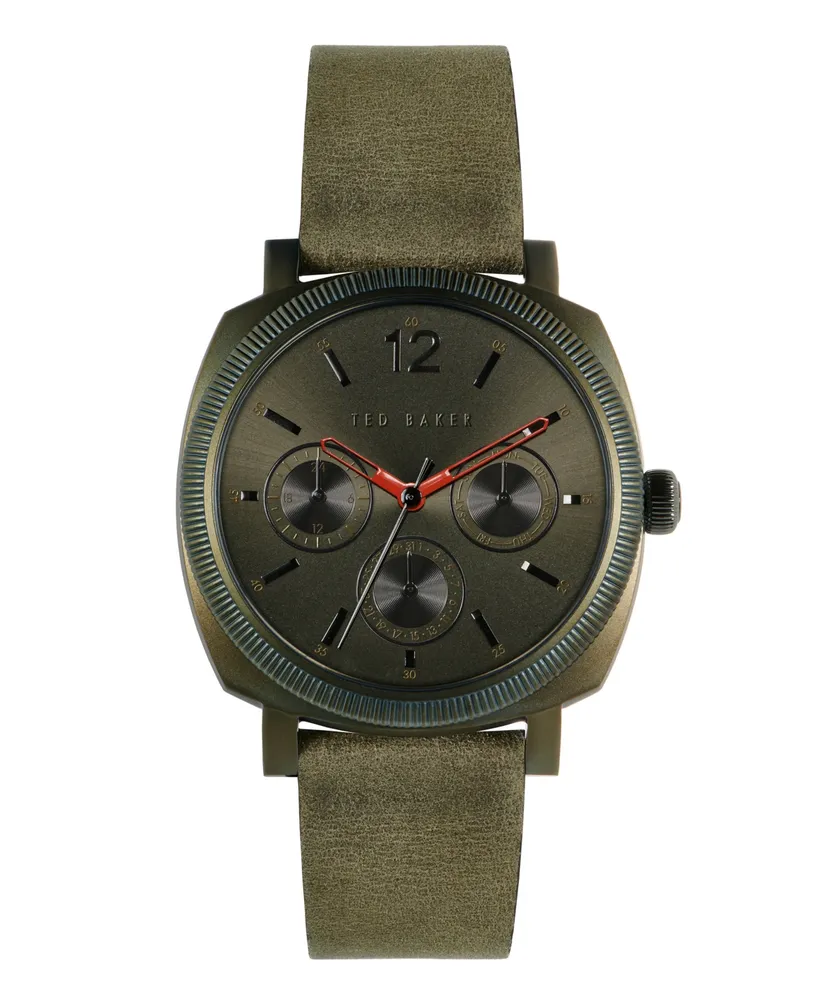 Ted Baker Men's Caine Green Leather Strap Watch 42mm