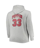 Men's Mitchell & Ness Scottie Pippen Heathered Gray Chicago Bulls Big and Tall Name Number Pullover Hoodie