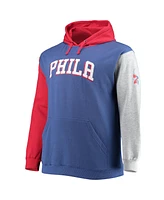 Men's Fanatics Royal, Red Philadelphia 76ers Big and Tall Double Contrast Pullover Hoodie