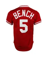 Men's Mitchell & Ness Johnny Bench Red Cincinnati Reds 1983 Authentic Cooperstown Collection Mesh Batting Practice Jersey