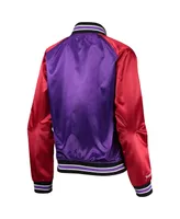 Women's Mitchell & Ness Purple Toronto Raptors Hardwood Classics Raglan Satin Full-Snap Jacket