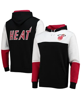 Men's Mitchell & Ness Black Miami Heat Hardwood Classics Fusion 2.0 Colorblock Pullover Hoodie