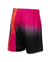 Men's Mitchell & Ness Pink, Black Miami Heat 2005/06 Hardwood Classics Fadeaway Reload 3.0 Swingman Shorts