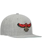 Men's Mitchell & Ness Heathered Gray Atlanta Hawks Hardwood Classics Team 2.0 Snapback Hat