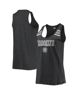 Women's New Era Heather Black Brooklyn Nets Scoop-Neck Racerback Tank Top