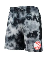 Men's New Era Black Atlanta Hawks Fleece Tie-Dye Shorts