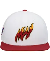 Men's Mitchell & Ness White and Red Miami Heat Hardwood Classics 50th Anniversary Snapback Hat