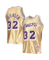 Men's Mitchell & Ness Magic Johnson Gold Los Angeles Lakers 75th Anniversary 1984-85 Hardwood Classics Swingman Jersey